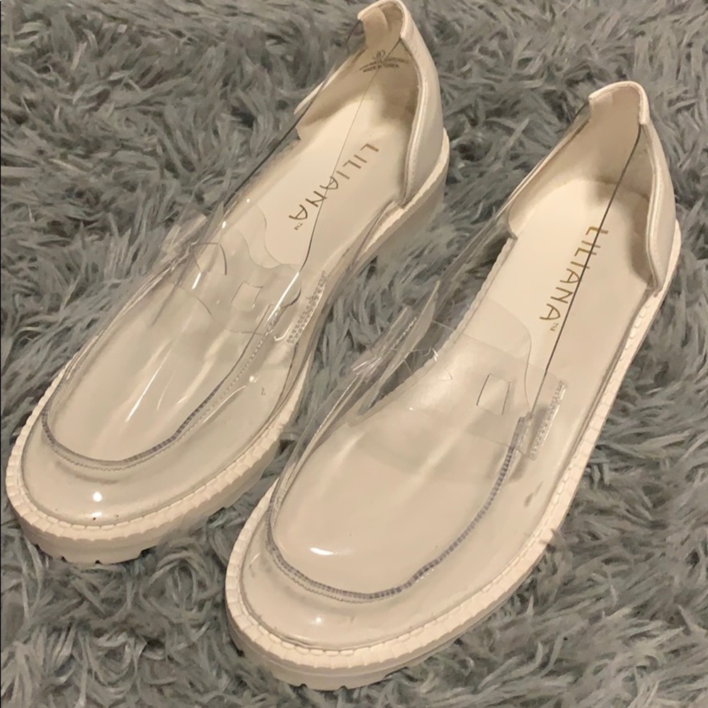 Clear loafers size 8